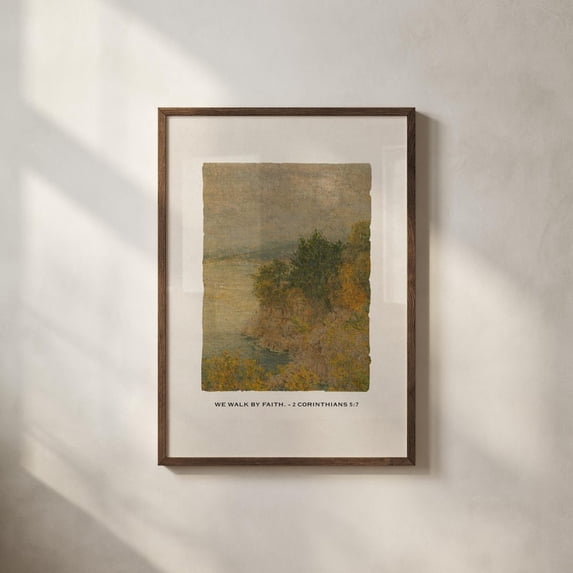 Walk by Faith Vintage Landscape Christian Wall Art, Unframed Paper Poster 8x10in
