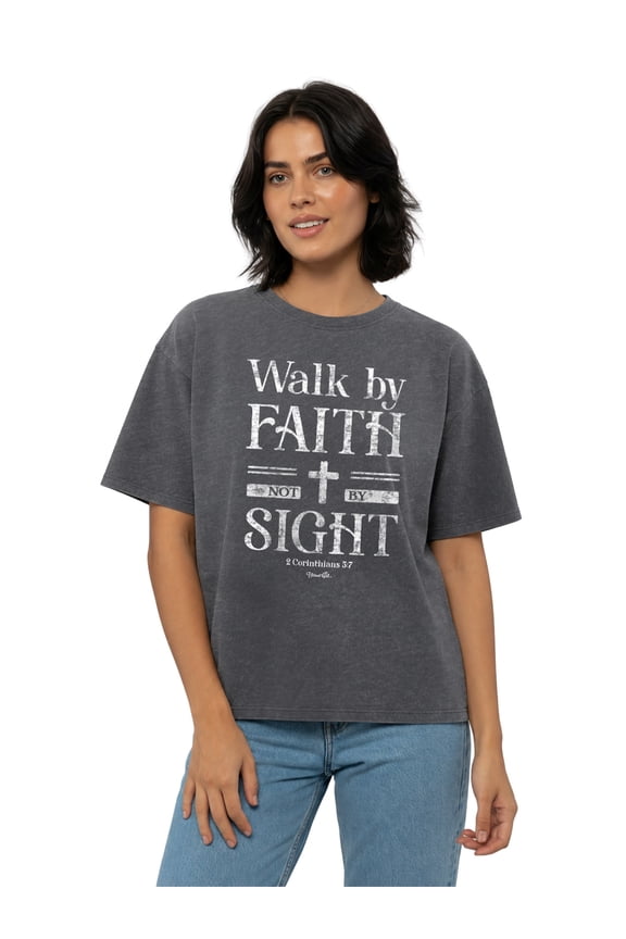 Womens Short Sleeve T-Shirt Walk by Faith, Linen, SM
