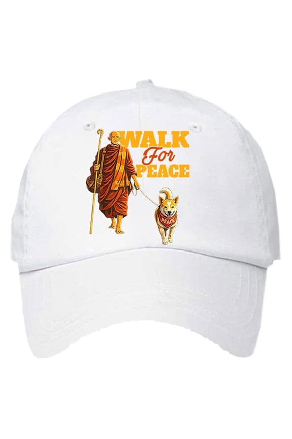 Walk for Peace Hat Walk for Peace Monks Hat Walking Monks Minimalist Caps Graphic Baseball Caps for Women Men White