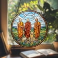 thumbnail image 1 of Walk for Peace Monk Glass Suncatcher, Buddhist Monks Walking with Aloka Dog, Zen Window Hanging, Dog Lover Spiritual, 6.3 in, 1 of 3