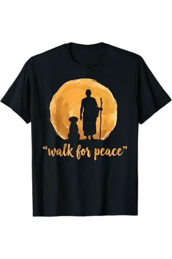Walk for Peace Monks Aloka Dog Minimalist Spiritual T-Shirt