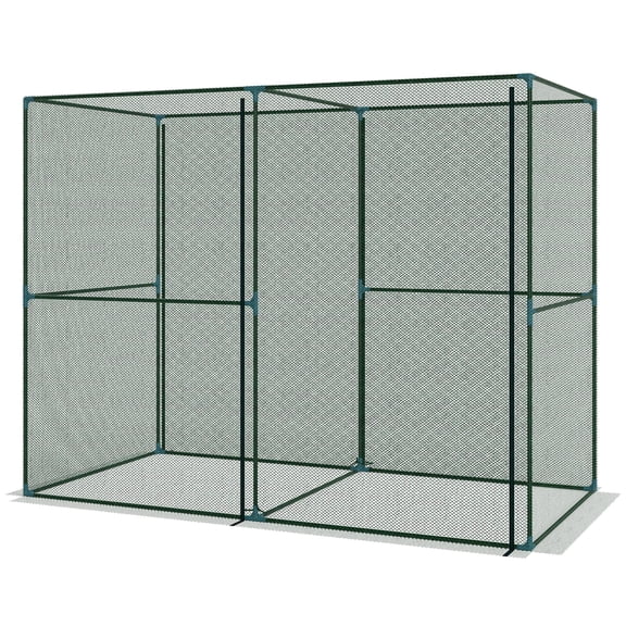 Walk-in Crop Cage, Plant Protectors from Animals with Roll Up Zippered Door, 7.9' x 3.9' x 6.1', Green