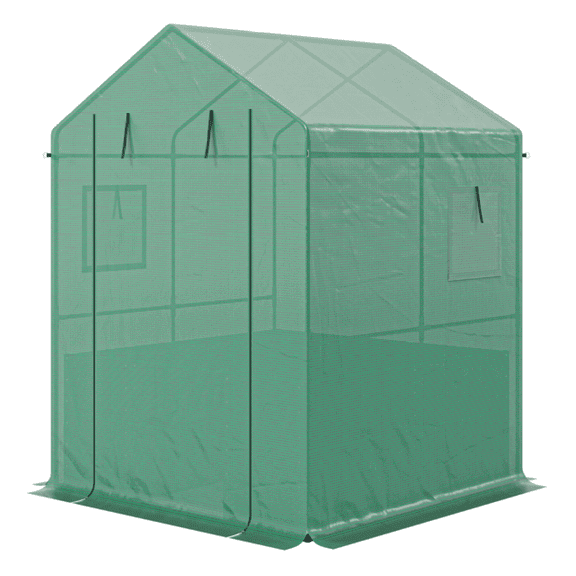 Walk-in Greenhouse, 55.5" Grow House with Raised Bed, Steel Frame UV Resistant Plant Tunnel, Waterproof Garden Greenhouse with Ventilation for Flowers Herbs Vegetables