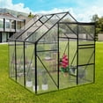 thumbnail image 1 of Enyopro Walk in Greenhouse, Garden Greenhouse for Outdoors, Polycarbonate Plant Greenhouse with Slide Door, Anchor and Adjustable Roof Vent, 6x6ft, 1 of 8