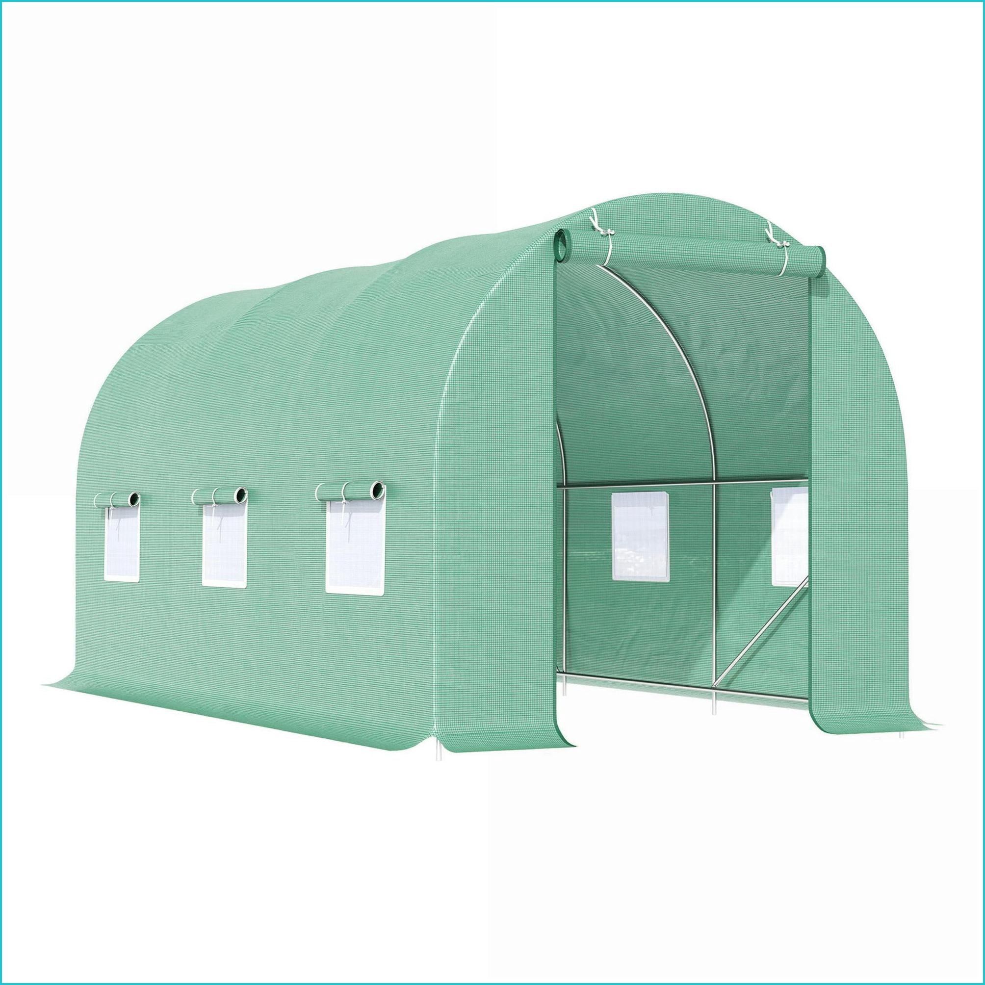 Walk-in Greenhouse | Invernadero | 15' x 6' x 7' Backyard Growing House with Door Vent | Forest Green | Steel