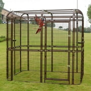 Walk in Iron Aviary Large Bird Cage Heavy Duty Pet Parrots Poultry House Brown