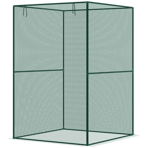 Walk-in Plant Cage with Zippered Door, 3.9x3.9x5.9ft Garden Protector from Animals, Dark Green