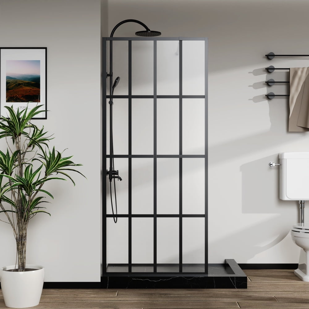 Dvasovio Matte Black 34" x 72", 5mm Thick Clear Walk-In Shower Door