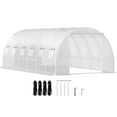 thumbnail image 1 of Walk-in Tunnel Greenhouse, 20 x 10 x 7 ft Portable Plant Hot House w/ Galvanized Steel Hoops, 3 Top Beams, Diagonal Poles, 2 Zippered Doors & 12 Roll-up Windows, White, 1 of 9