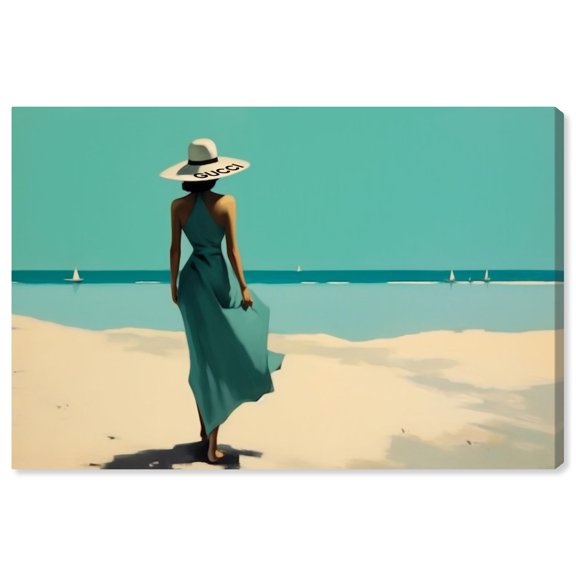 Walk in the Sea Breeze Canvas Glam Beach Wall Art by Art Remedy, Gallery Wrapped, 15" x 10"