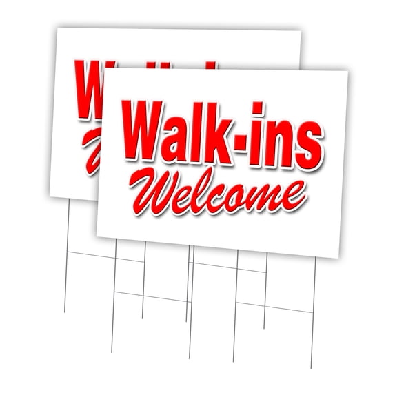 Walk-ins Welcome 2 Pack Of 24" x 36" Yard Sign & Stake | Advertise Your Business | Stake Included Image On Both Sides | Made in The USA