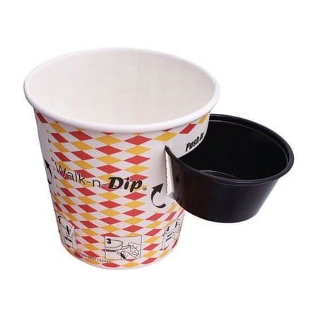 Walk-n-Dip Paper Food Containers with Portion Cups Movie Snack Trays (16oz 50 Pack)