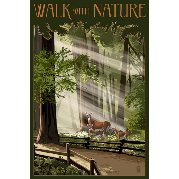 Walk with Nature, National Park WPA Sentiment (12x18 Wall Art Poster, Room Decor)