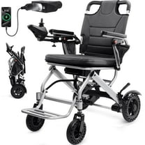 WalkFeel 38lb Lightweight Electric Foldable Wheelchair for Adults, 10mi Range Compact Wheelchair, Gray, D