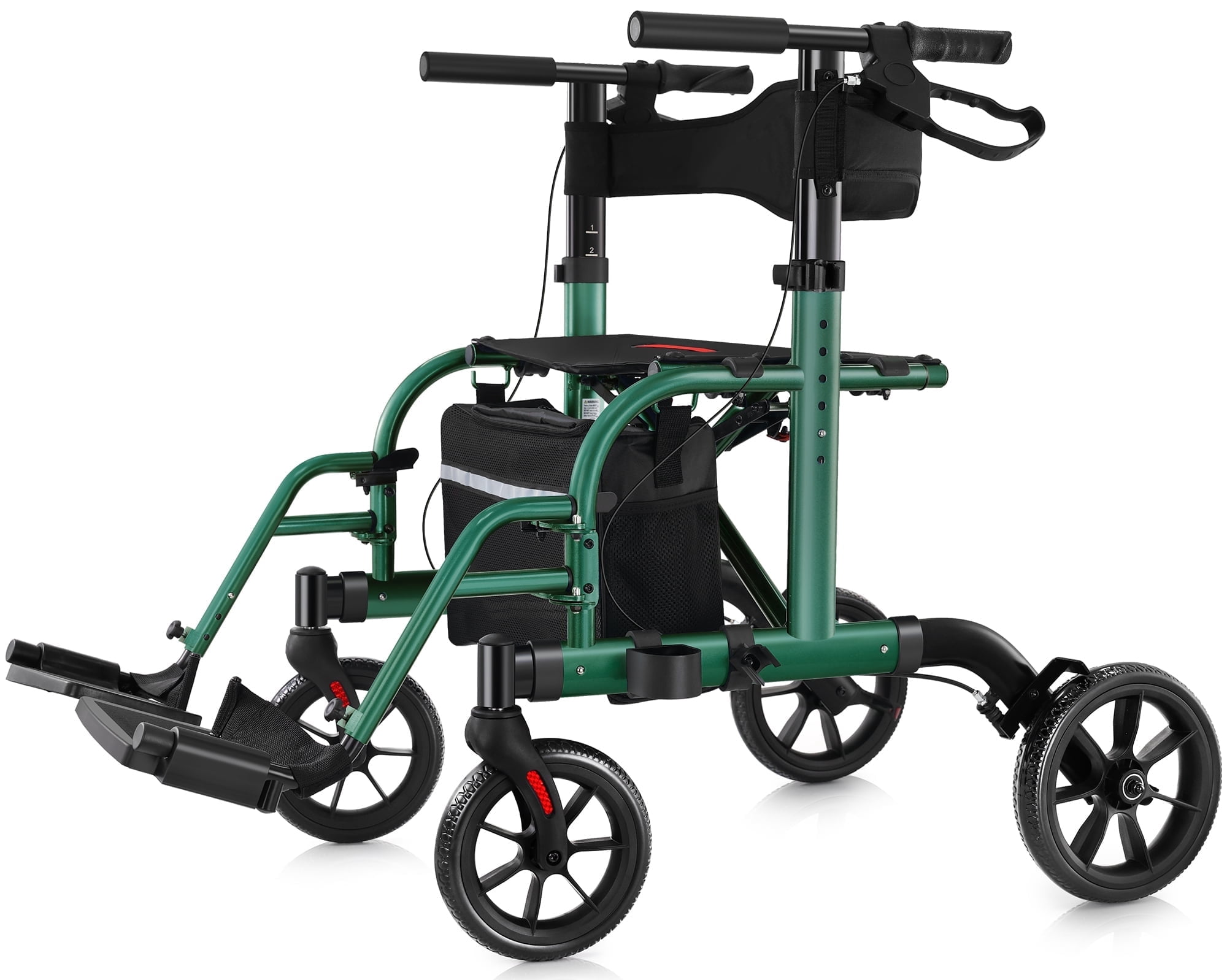Rollator Foot Rests WalkMate 2 in 1 Rollator Walker Transport Chair for Seniors, 10 ...