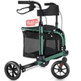 thumbnail image 1 of WalkMate 3 Wheel Rollator Walker for Slim Seniors, 8'' Wheels Lightweight Foldable Rollator Walker, Height Adjustable Handles and Large Storage Bag, Green, 1 of 9
