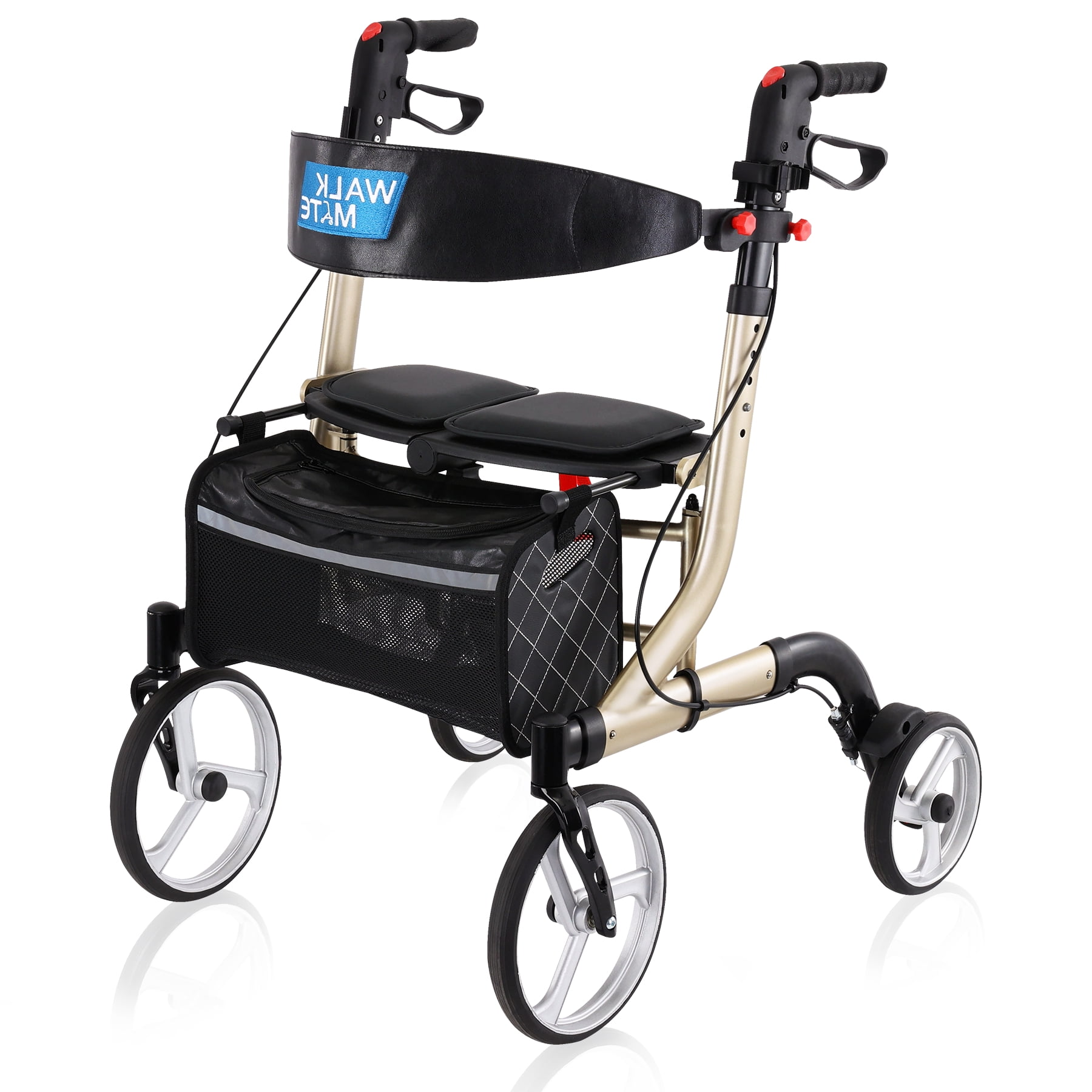 WalkMate Rollator Walker for Seniors, 10" Wheels Walkers with Sponge