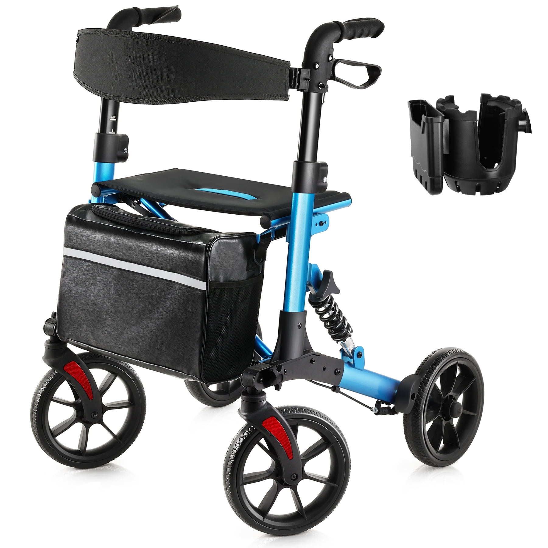 WalkMate Rollator Walker with Seat, 4 x 10" Wheels, with Shock Absorber