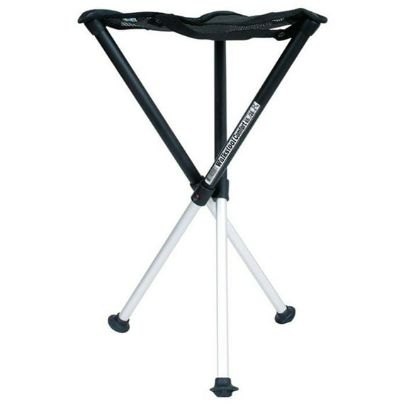 Walkstool - Comfort Model - Black and Silver - 3 Legged Folding Stool in Aluminium - Height 22" - Maximum Load 440 to 550 Lbs - Made in Sweden