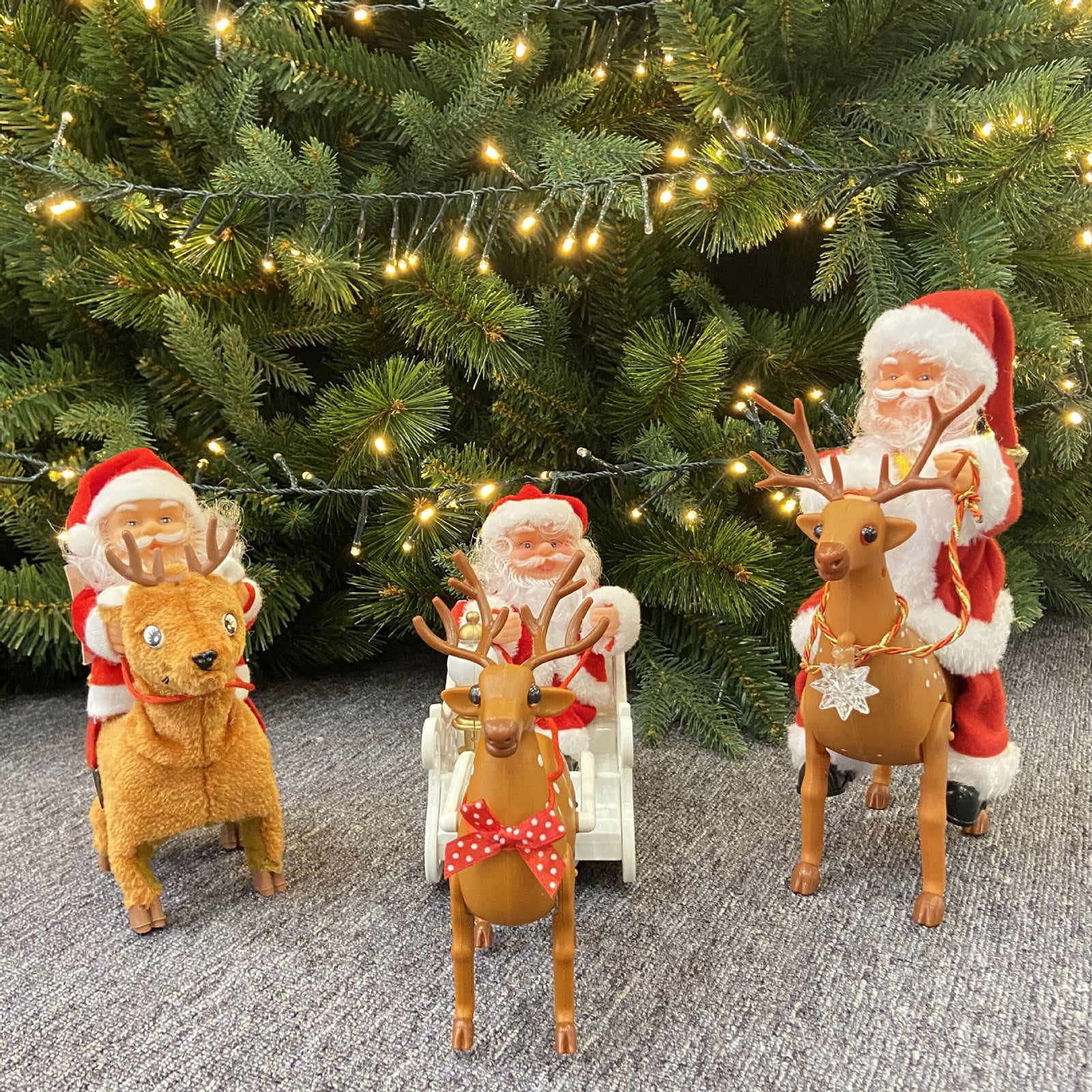 Christmas Straws Santa Claus Elk Deer Small Bell Plastic Straw Food Grade  Reusable Christmas Themed Holiday Party Decorations