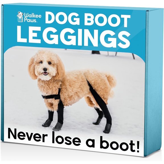 Walkee Paws Deluxe Easy-On Dog Boot Leggings with Chest Strap | Waterproof Booties for Small to Medium Sized Dogs, Dog Rain Boots, Protect from Hot Pavement (S-M, Black)
