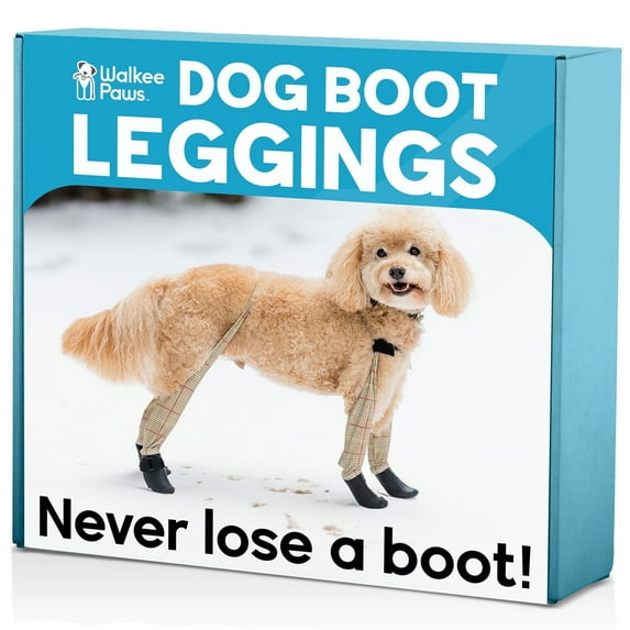 Walkee Paws Deluxe Easy-On Dog Boot Leggings with Chest Strap | Waterproof Booties for Small to Medium Sized Dogs, Dog Rain Boots, Protect from Hot Pavement (S, Beige Plaid)