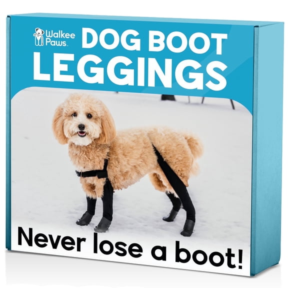 Walkee Paws Deluxe Easy-On Dog Boot Leggings with Chest Strap | Waterproof Booties for Small to Medium Sized Dogs, Dog Rain Boots, Protect from Hot Pavement (Large, Black)