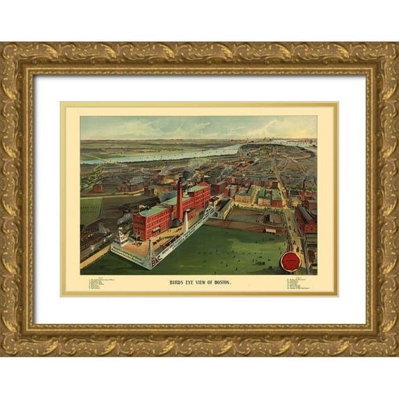 Walker 18x14 Gold Ornate Wood Framed with Double Matting Museum Art Print Titled - Boston Massachusetts - Walker 1902
