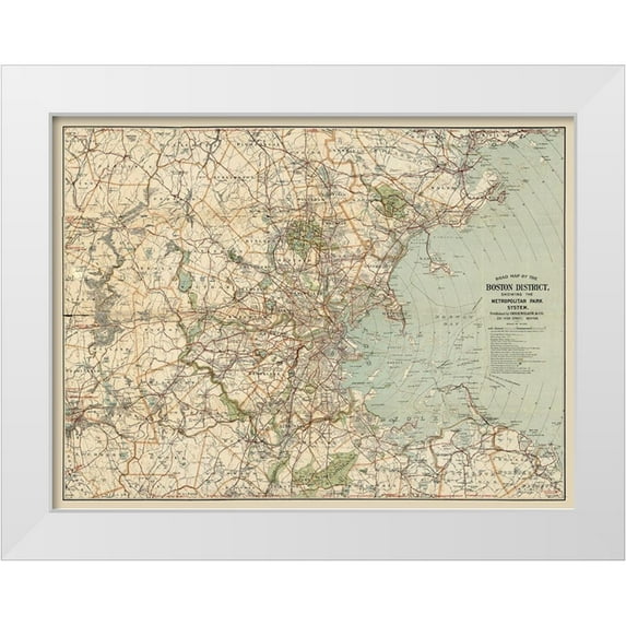 Walker 18x15 White Modern Wood Framed Museum Art Print Titled - Boston Massachusetts - Walker 1905