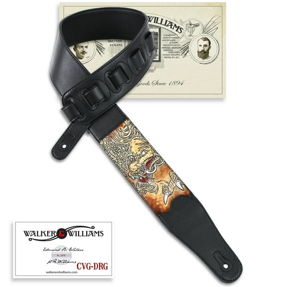 Walker And Williams CVG-DRG Hand Carved Lung Dragon On Black Padded Strap