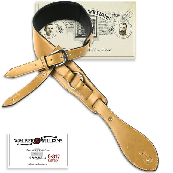 Walker And Williams G-817 Rye Tan Harness Ring Strap-Padded Glove Leather Back