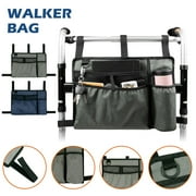 RZVNMKO Walker Bag with Cup Holder Large Capacity Storage Pouch Wheelchairs Storage Organizer Bag Walker Rollator Storage Bag Folding Storage Pouch for Seniors Elderly Handicap,Gray