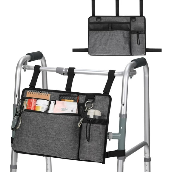 Walker Bag for Folding Walker, Basket for Seniors - Convenient Walker Accessories with Pockets