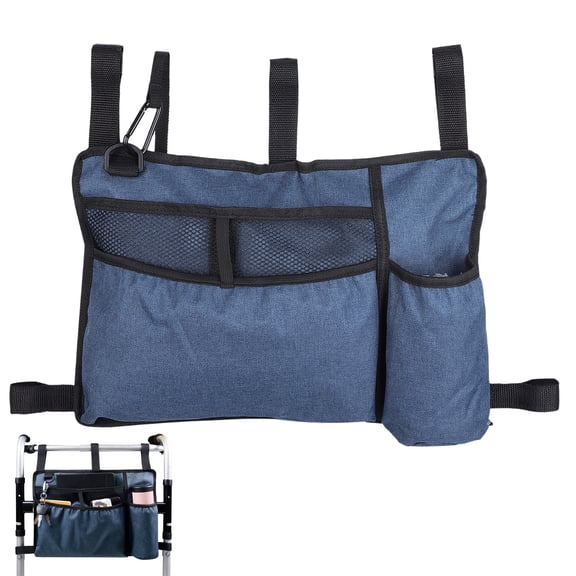 Walker Bag with Cup Holder, Walker Tote Bag Walker Bag Basket Folding Walker Rollator Storage Bag for Seniors, Elderly, Handicap