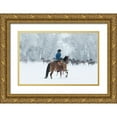 thumbnail image 1 of Walker, Carol 14x11 Gold Ornate Wood Framed with Double Matting Museum Art Print Titled - Wrangler In The Snow, 1 of 4