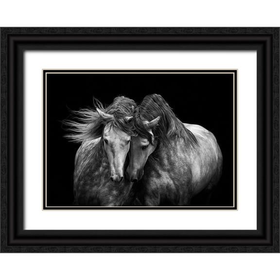 Walker, Carol 18x14 Black Ornate Wood Framed with Double Matting Museum Art Print Titled - Horses in Love
