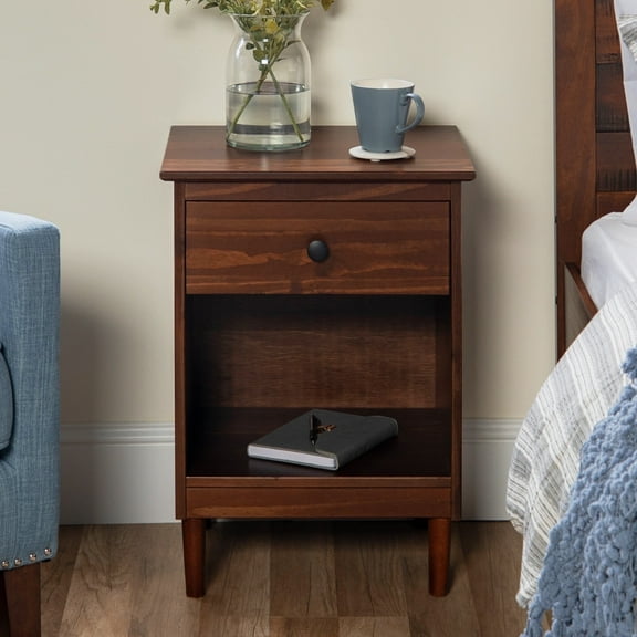 Walker Edison Wright Mid-Century Nightstand, Walnut