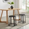 thumbnail image 1 of Walker Edison 18" Metal and Wood Round Kitchen Stool - Black, 1 of 11