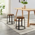 thumbnail image 1 of Walker Edison 18" Metal and Wood Round Kitchen Stool - Dark Coffee/ Black, 1 of 10