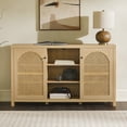 thumbnail image 1 of Walker Edison 58" Modern 2-Door Sideboard with Rattan Panels, Coastal Oak, 1 of 17