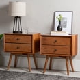 thumbnail image 1 of Walker Edison 2-Drawer Wood Nightstand, Set of 2, Caramel, 1 of 8
