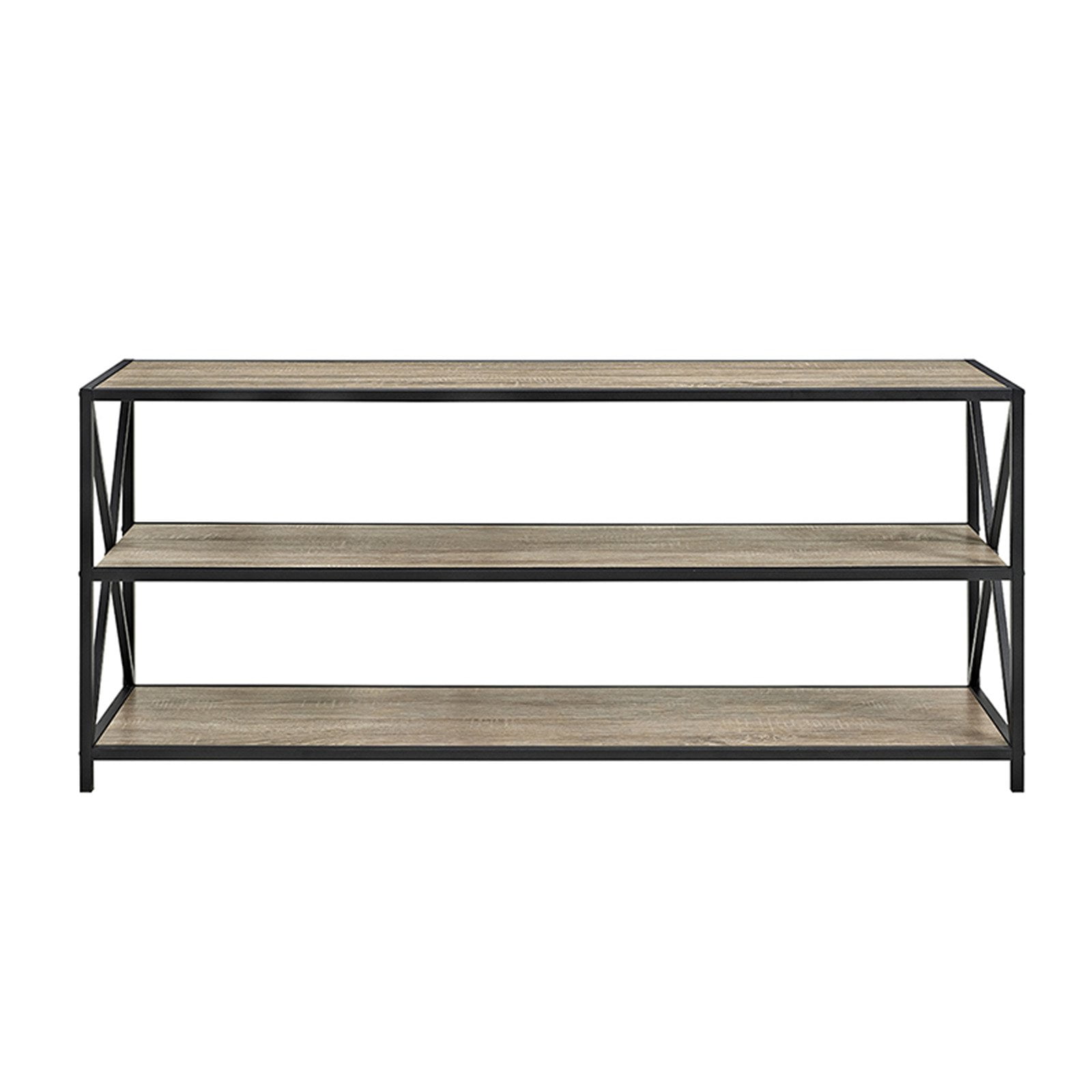 Walker Edison 2 Shelf Industrial Wood Metal Bookcase Bookshelf Storage