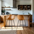 thumbnail image 1 of Walker Edison Urban Faux Leather Counter Stool, Set of 2, Whiskey Brown, 1 of 20