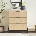 thumbnail image 1 of Walker Edison 3-Drawer Chest with Reeded Drawer Fronts, Coastal Oak, 1 of 15