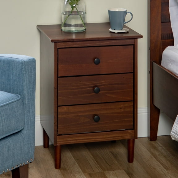 Walker Edison Madeline 3-Drawer Nightstand, Walnut