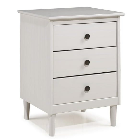 Walker Edison 3 Drawer Solid Wood Nightstand in White