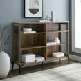 thumbnail image 1 of Walker Edison 3 Tier Industrial Wood and Metal Mesh Bookcase Bookshelf Storage Home Office Storage Cabinet, 52 Inch, Rustic Oak, 1 of 9