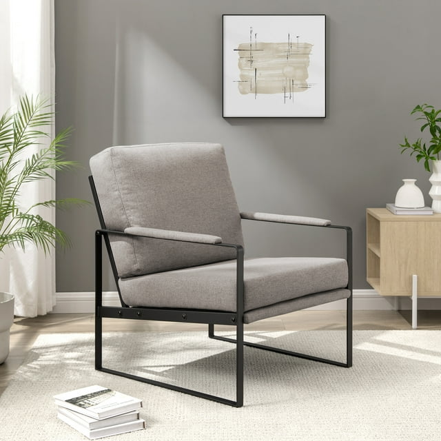 Walker Edison 31” Contemporary Wide Accent Chair, Mushroom/Black ...