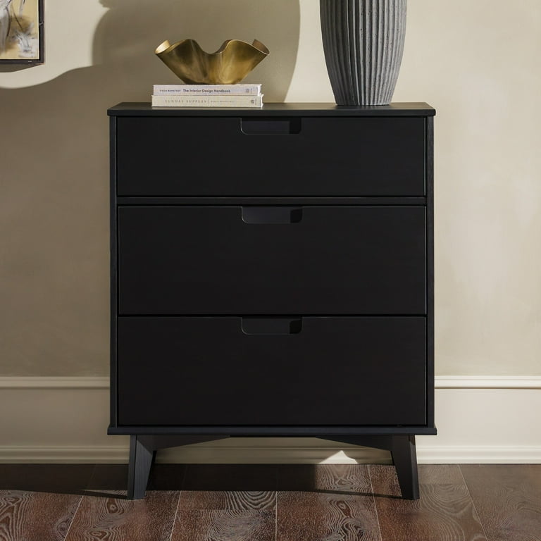 Walker Edison 36” Mid-Century Modern Groove Handle 3-Drawer