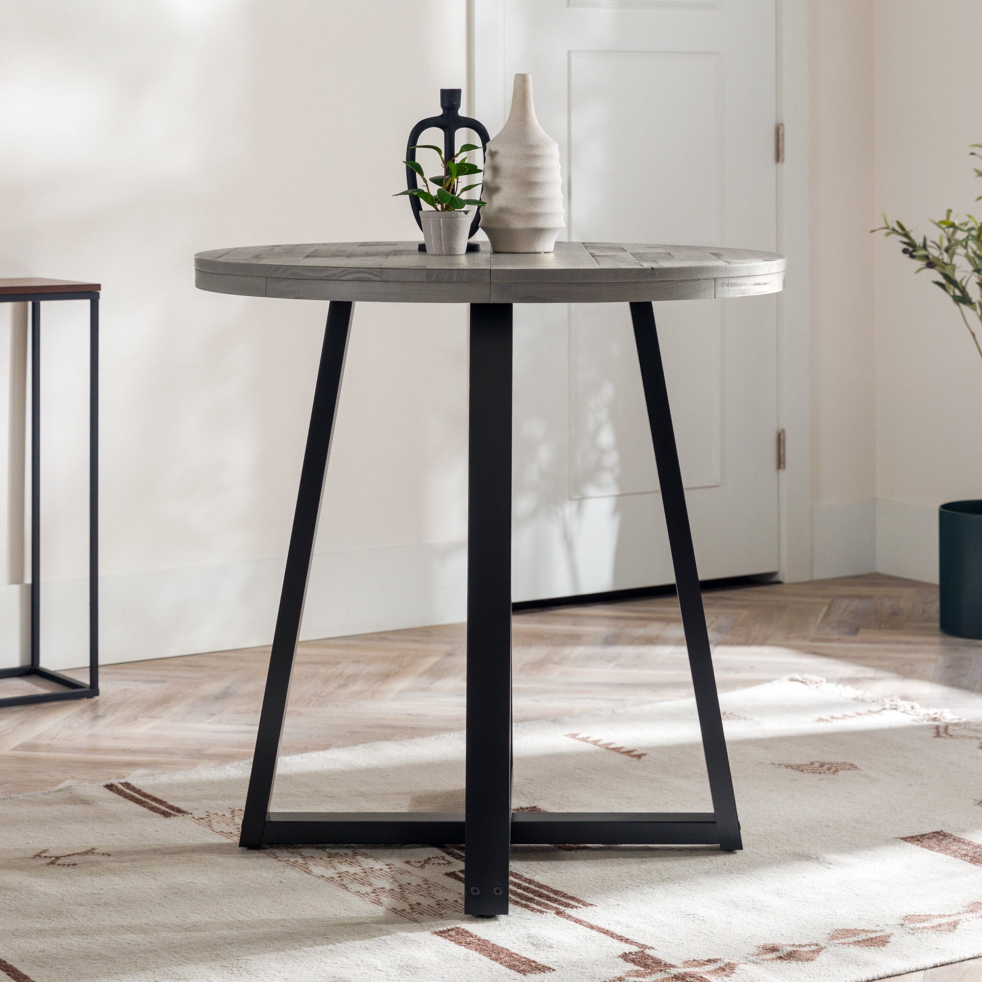 Walker Edison 36” Rustic Distressed Wood Counter-Height Dining Table ...